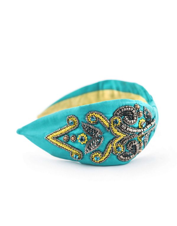 Turquoise Beaded Headband Designer headband Namjosh Revelle Shop