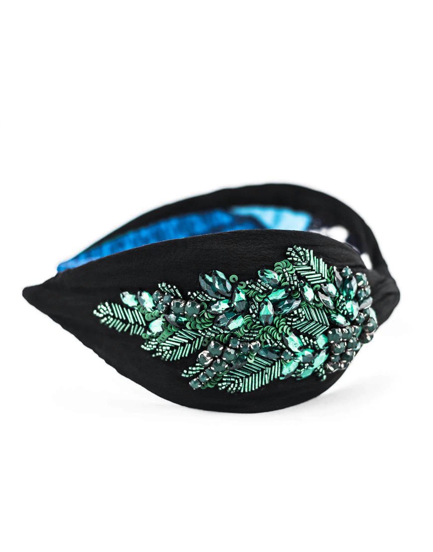 Emerald Crystals headband Designer headbands Namjosh Revelle Shop