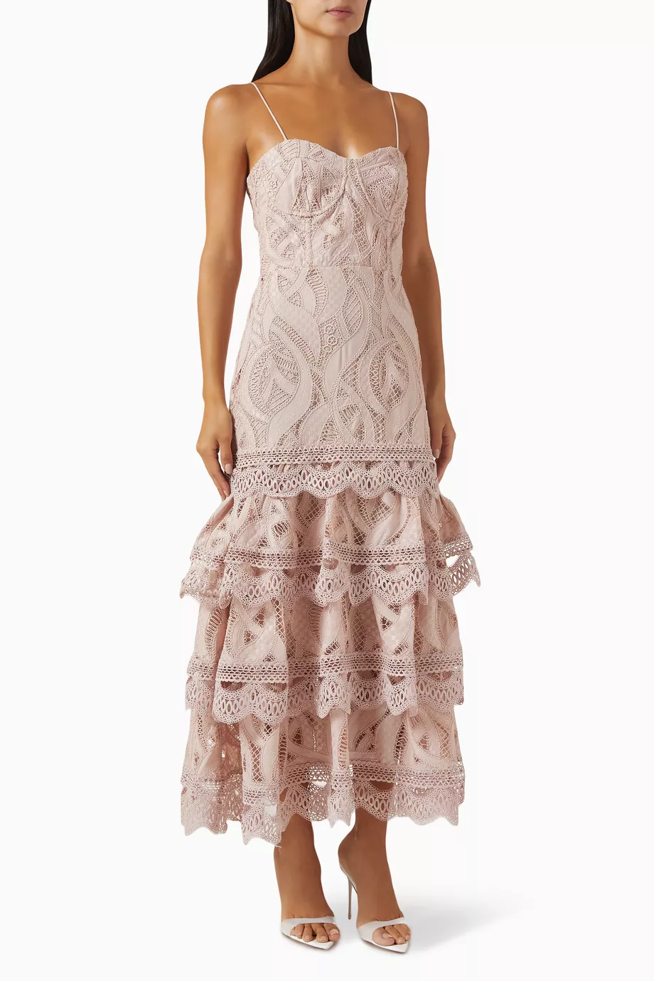 Lace Flutter Midi Dress by PatBO - Image 3