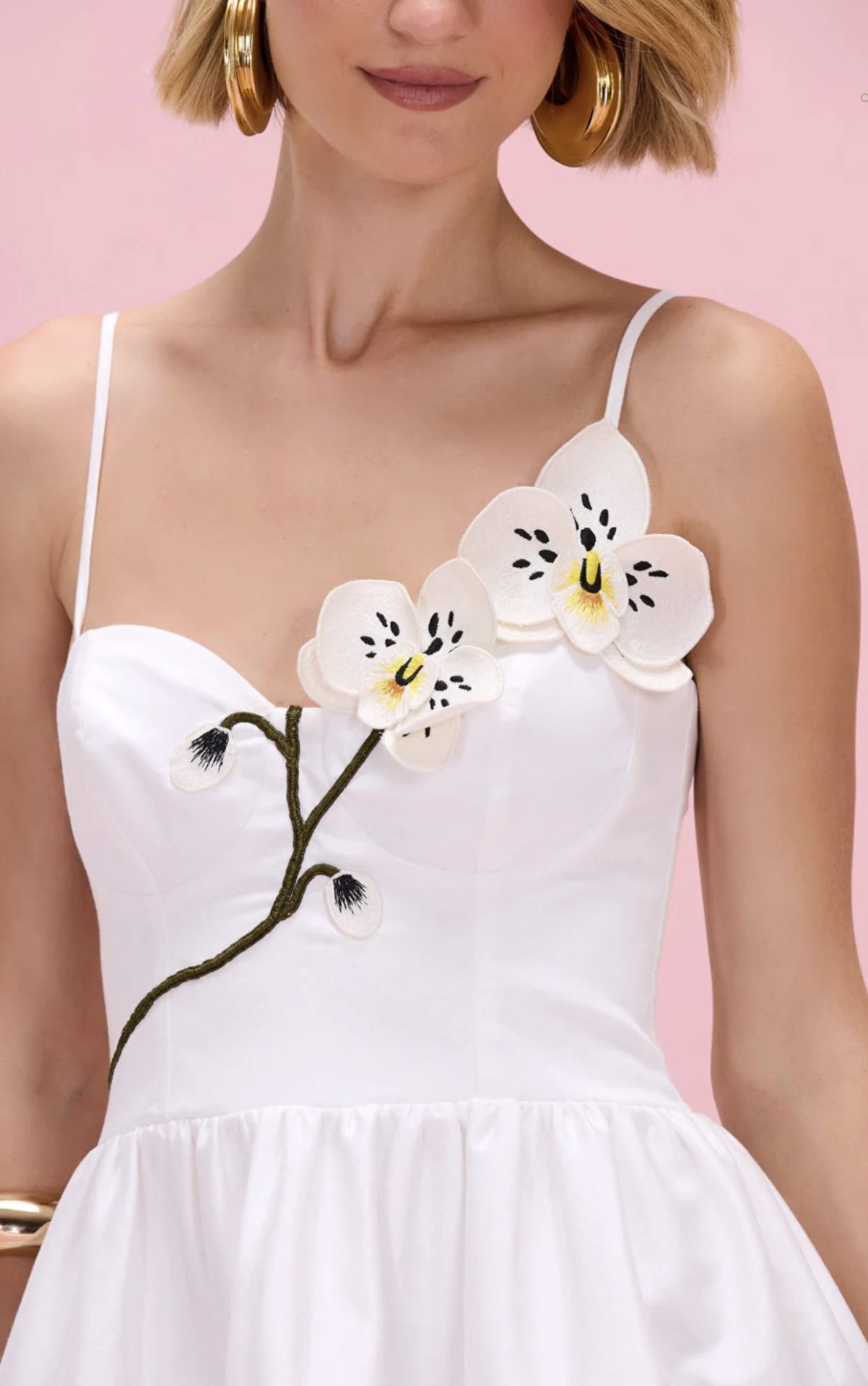 Designer dress with floral applique, a top trending style at Revelle Shop Toronto
